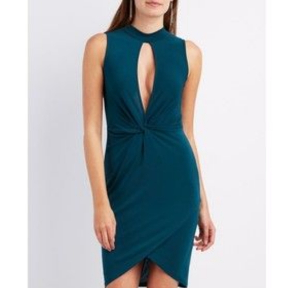 Key Hole High Neck Mini Dress